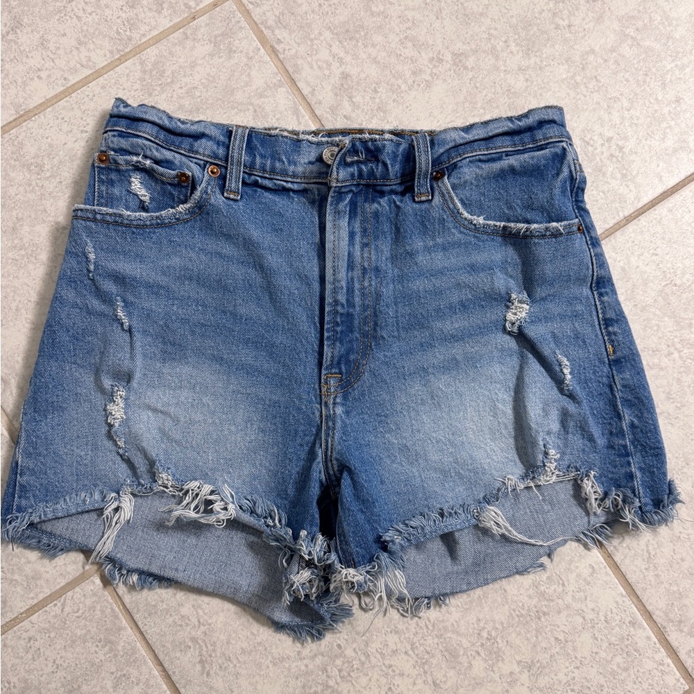 Abercrombie & Fitch Light Blue Distressed Jean Shorts